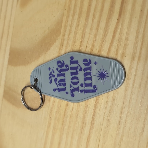 Hand Crafted Other - Take your time gray key chain